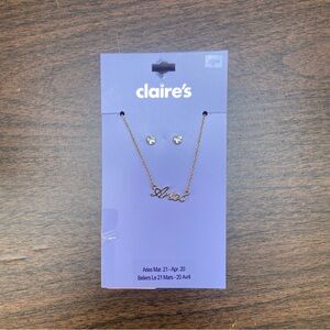 Claire's Gold Aries Necklace and Earring Set